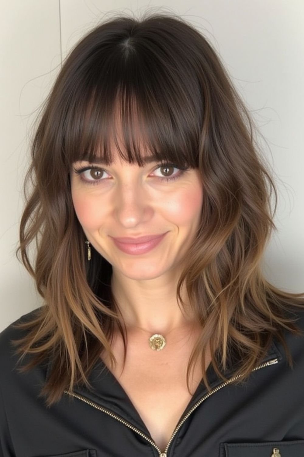 26 Stylish MediumLength Haircuts with Layers & Curtain Bangs for 2025